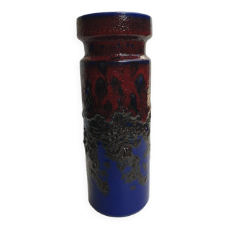 Fat lava blue red vase 1950s 1960s