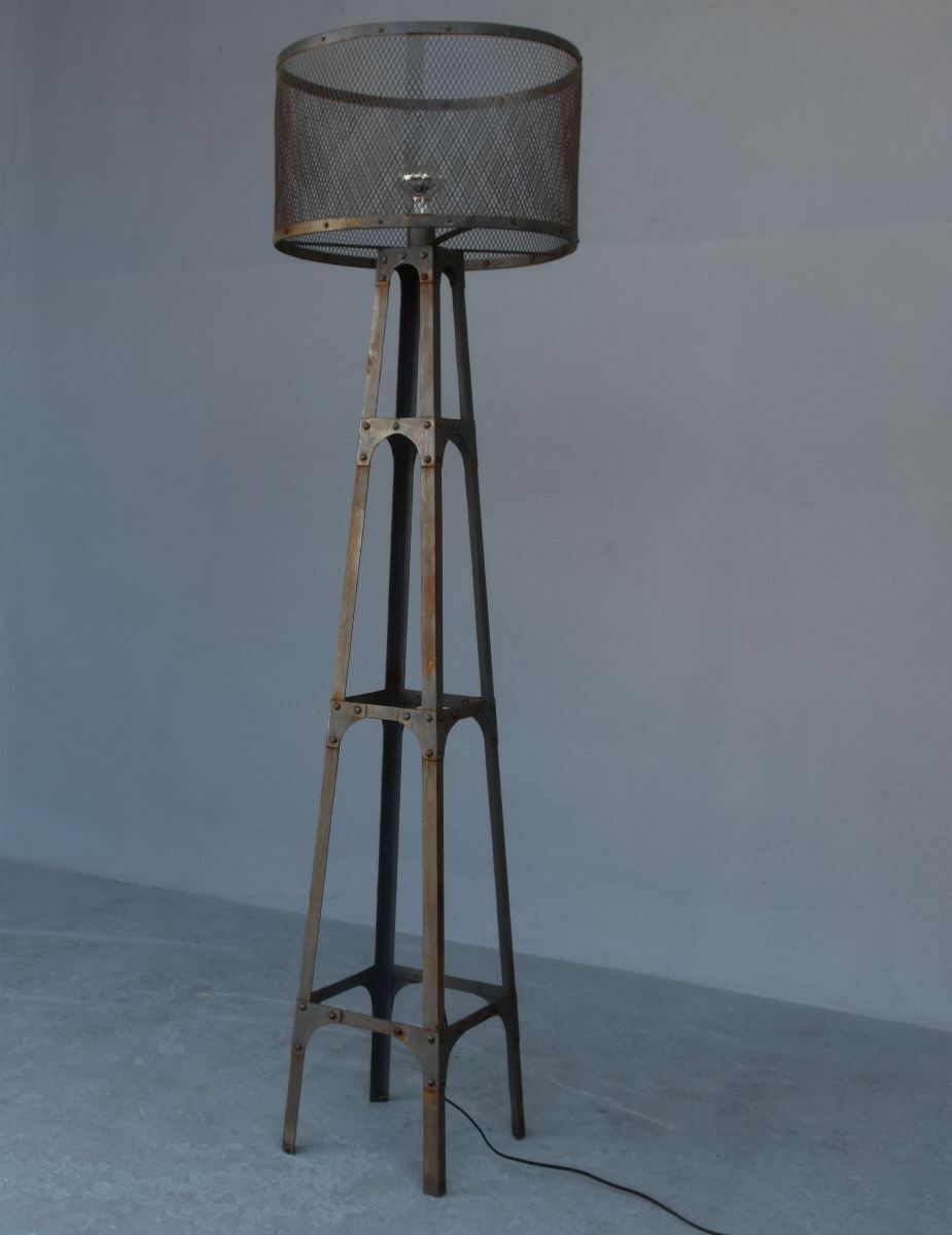 Pair of vintage industrial style metal lampposts