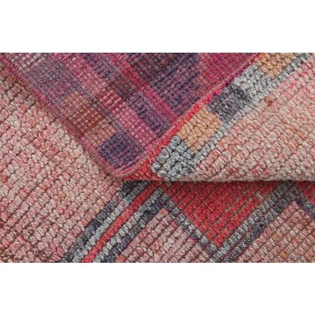Pink Red Vintage Oushak Wool Turkish Runner Rug 83x305