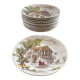 Set of 12 flat plates in Gien earthenware, Ludlow model, chic countryside dining.