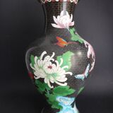 Vase in Chinese partitioned enamel butterflies