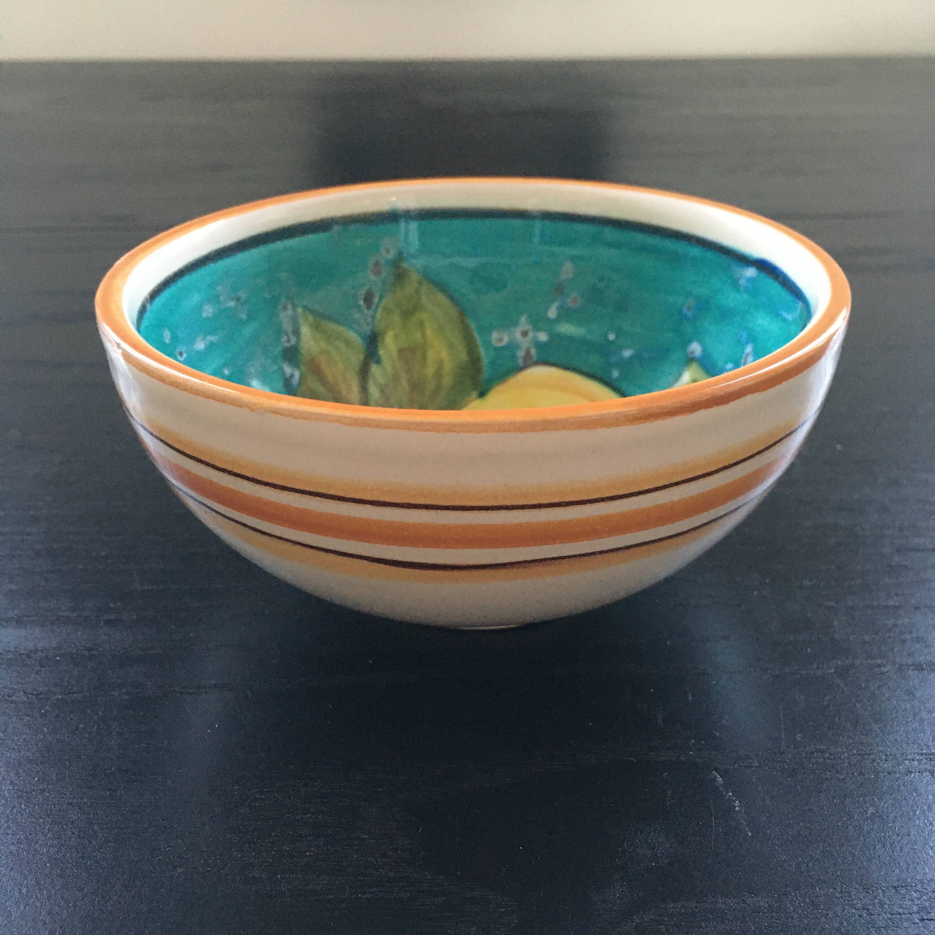 Italian bowl painted lemon decor
