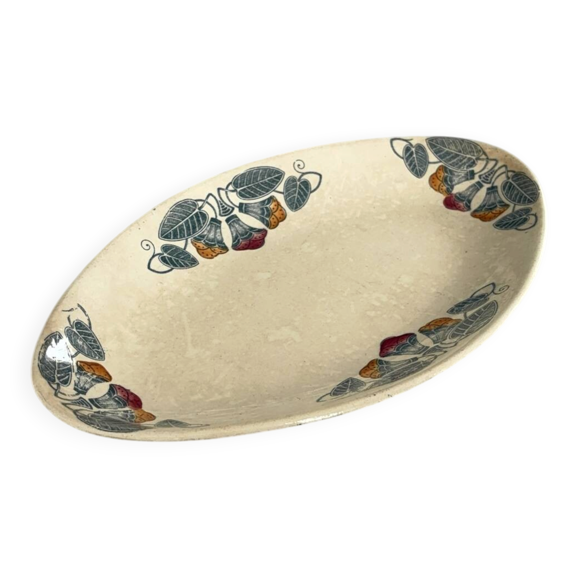 Ravier ironstone Longchamp model Rita - oval dish antique earthenware
