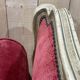 Louis XV style daybed in painted wood and covered with a red velvet