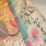 LAMP in Solid Pine Floral Shade VINTAGE