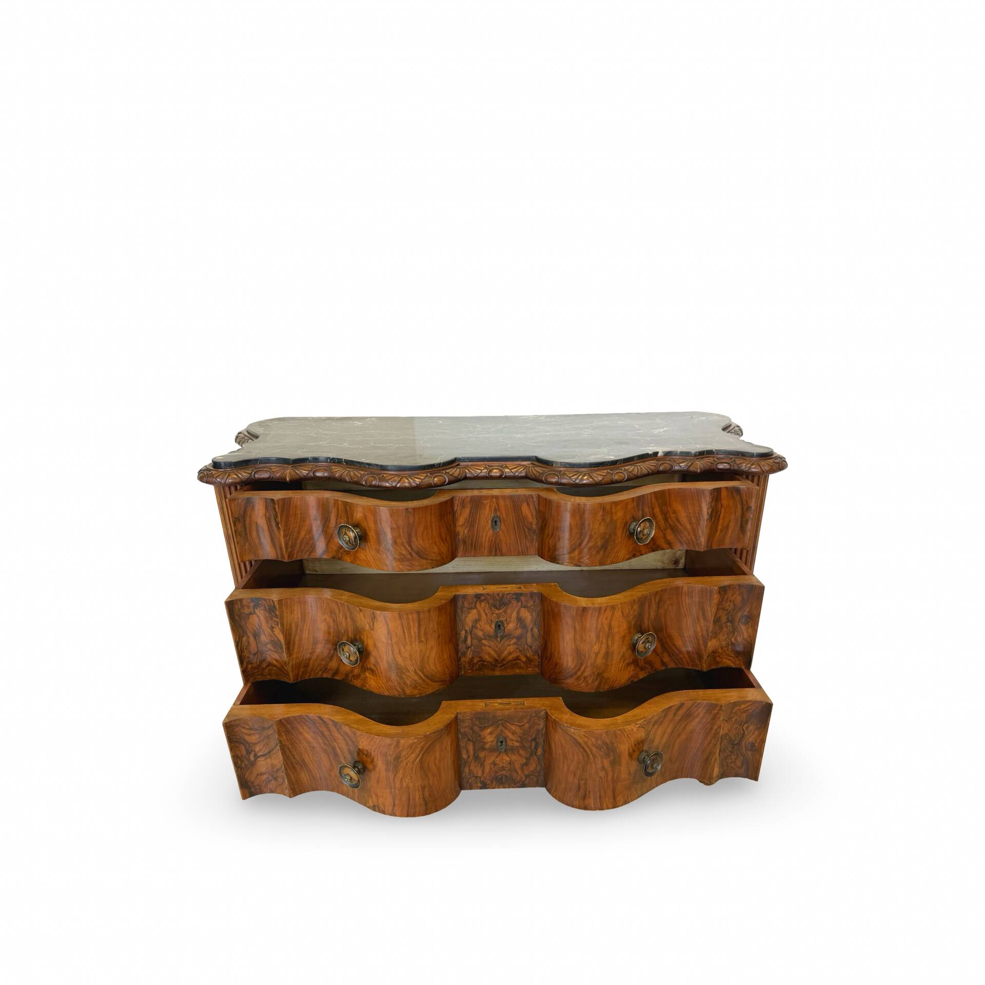 antique walnut serpentine commode