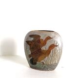 Cloisonné brass vase with ducks, circa 1900