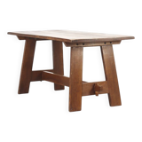 Vintage Rustic Brutalist Dining Table from Oak