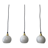 Lot 3 old hanging lamps in vintage opaline 10 cm