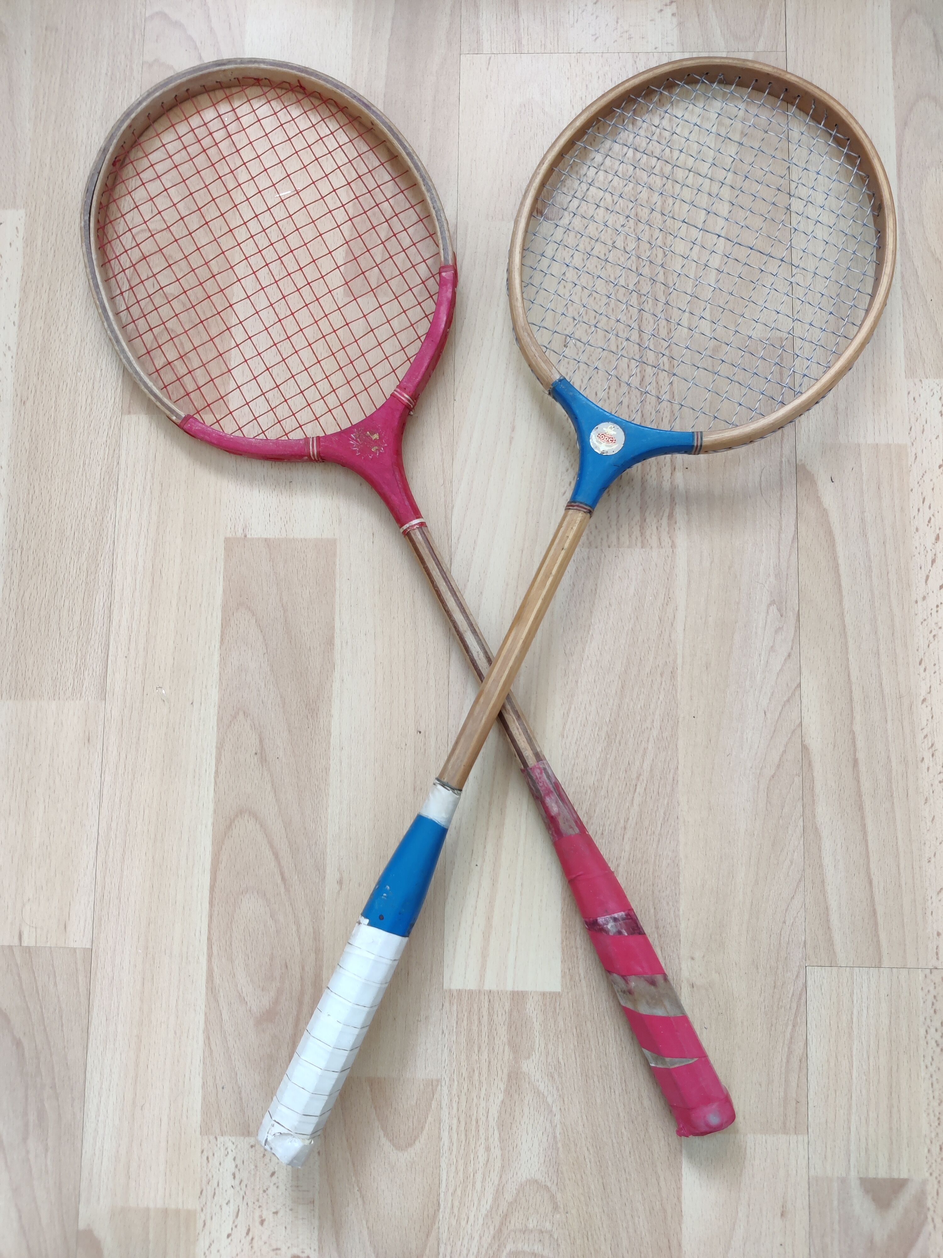 Vintage Antique Wooden Badminton Rackets