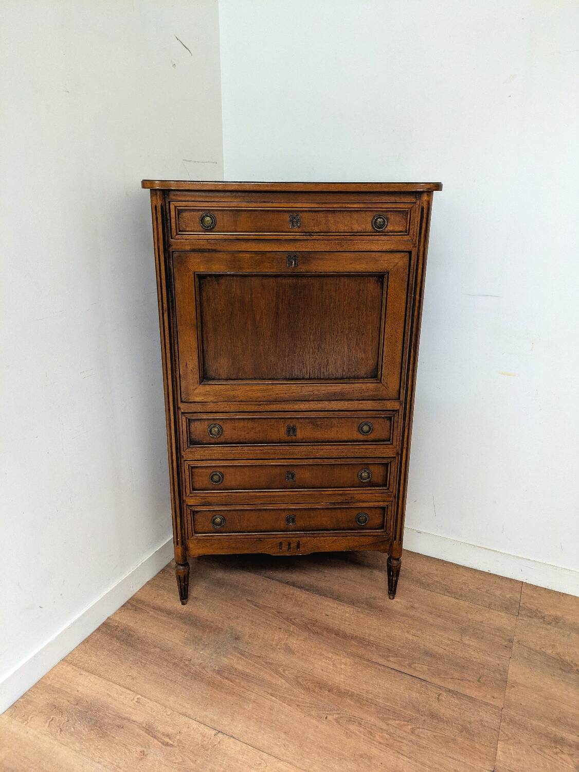 Secrétaire bureau commode vintage en bois