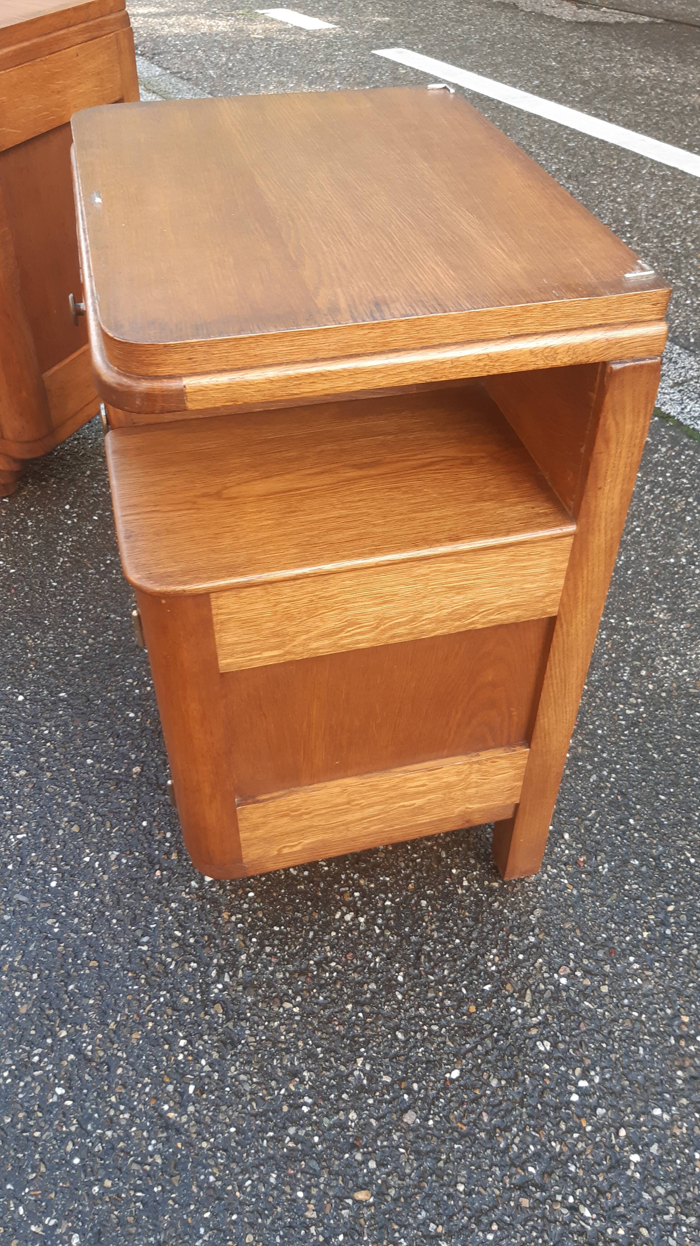 Bedside art deco solid oak
