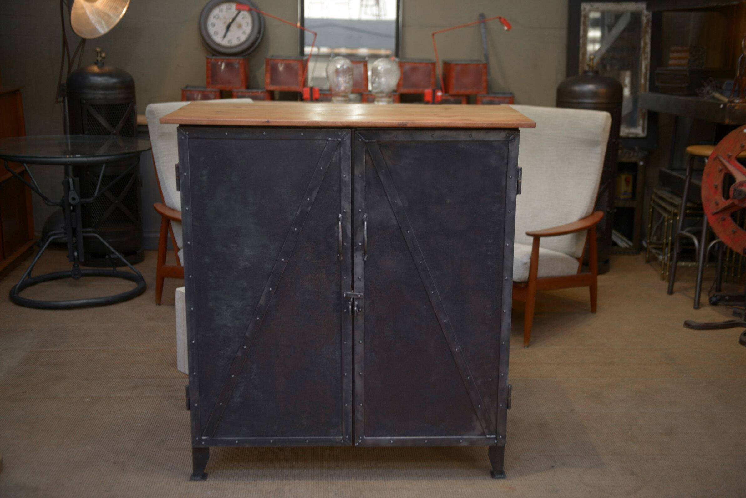 Riveted metal sideboard cabinet 1940