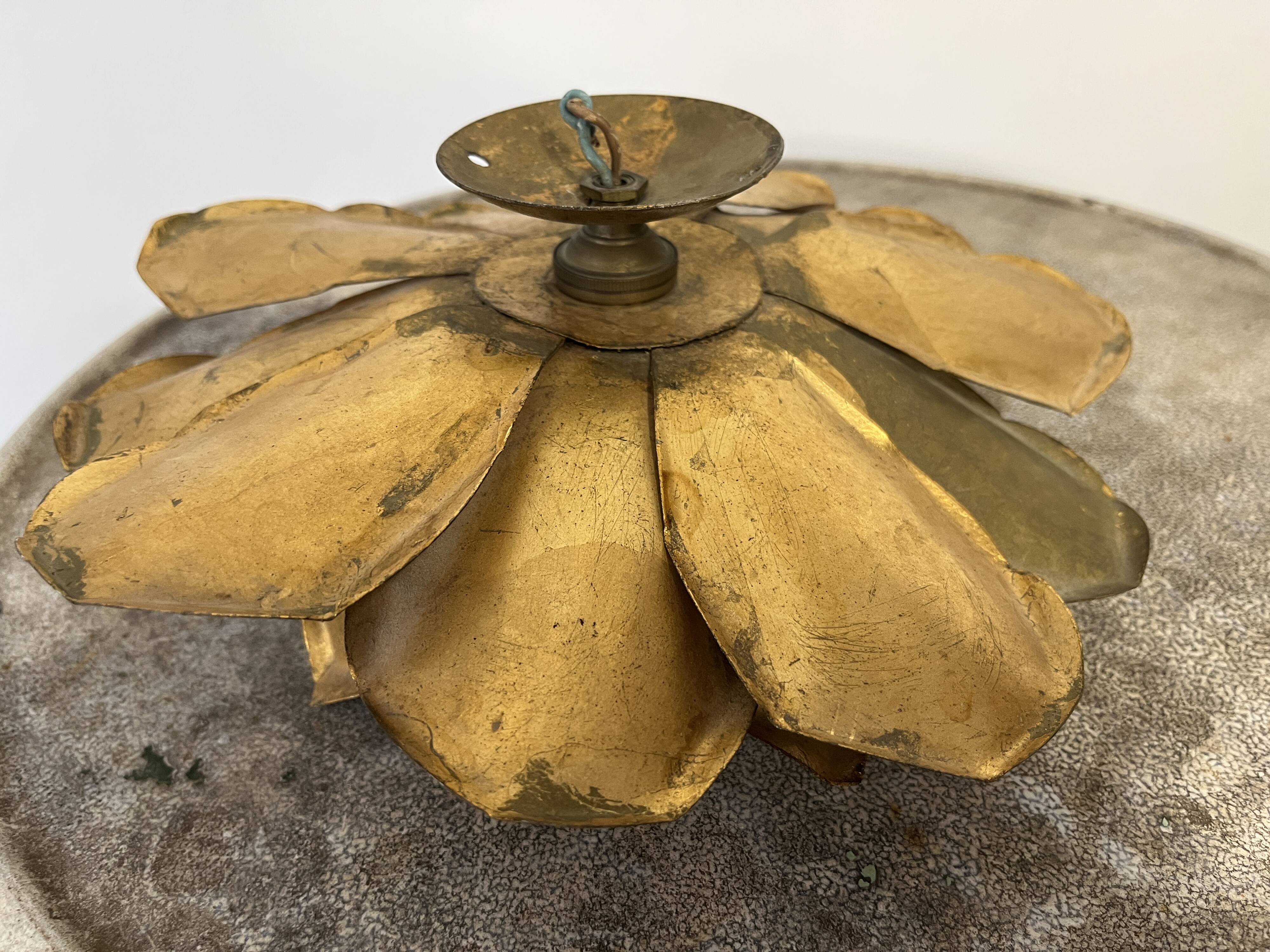 70s gold lotus wall light