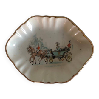 Gien carriage porcelain bowl with gold edging