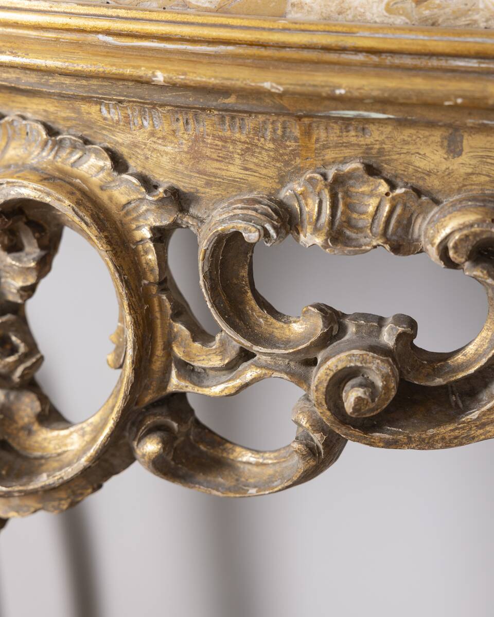 Antique classic console in wood decorated with mirror from the late 19th