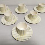 Service of 6 coffee cups and cassocks. faience of salins france . vintage ceramic 50s 60s