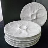6 Pillivuyt white porcelain oyster plates