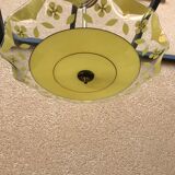 Brass and yellow glass hanging lamp