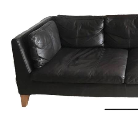 Black leather sofa