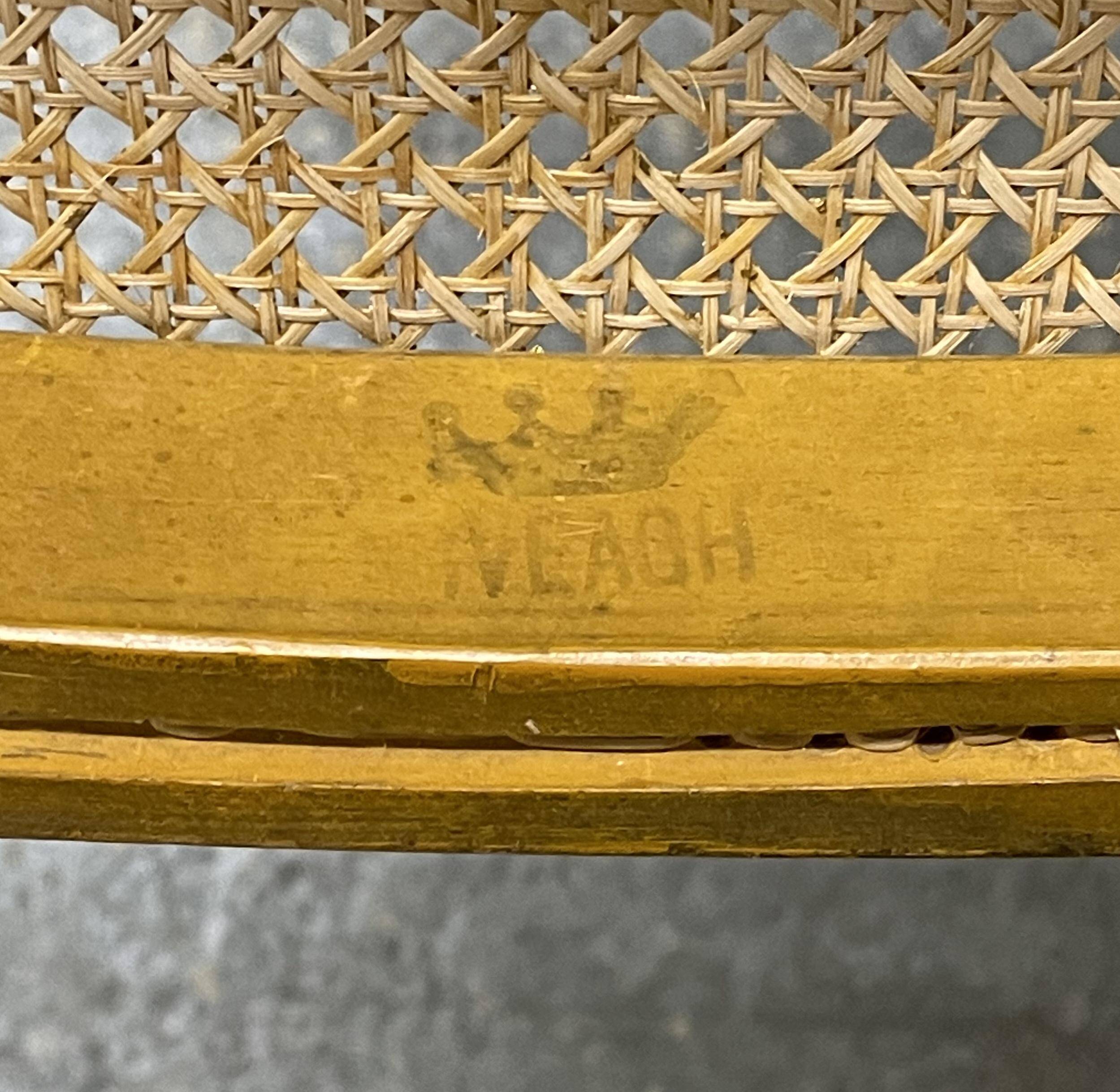 Spencer family gilded wooden bergère bench chair