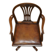 Antique George Hepplewhite captain's chair 1880 leather