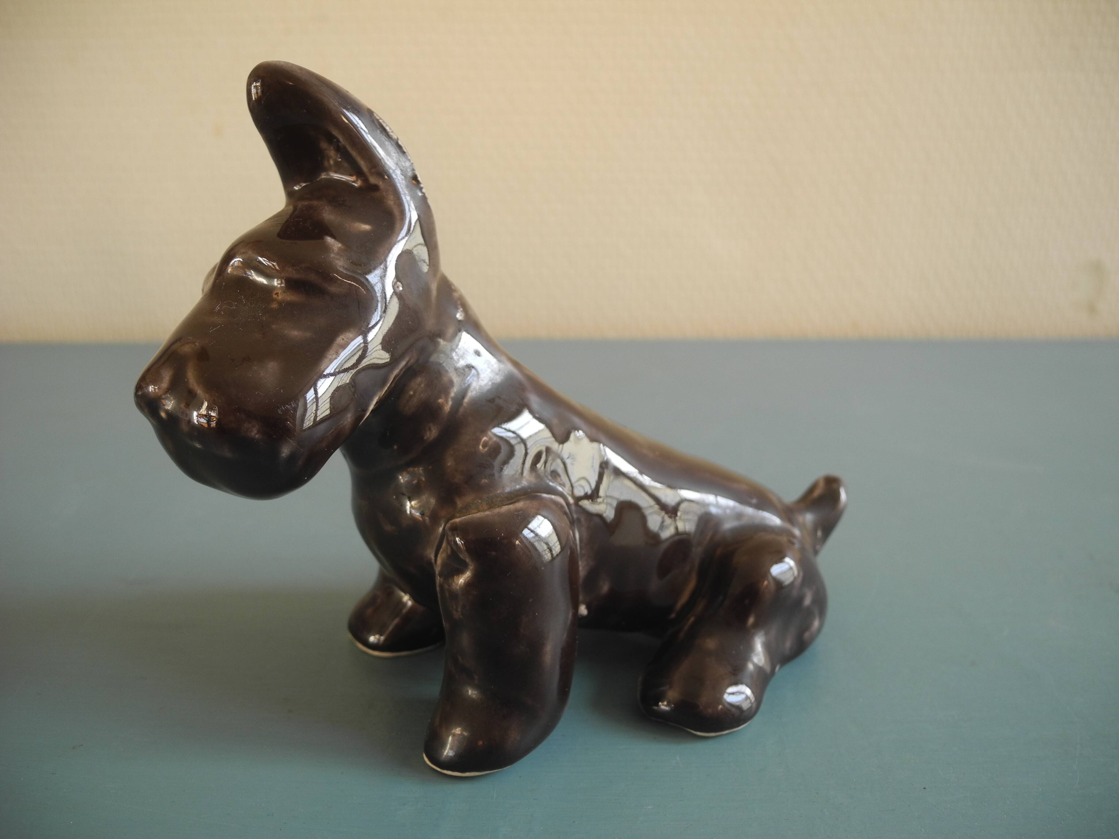 vintage ceramic dog figurine 50s