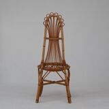 2x Italian bamboo and rattan high back chair, mid-century modernism, Italy 1960s