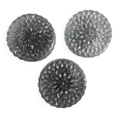 Set of 3 round vintage glass ceiling lights with radial star design.
