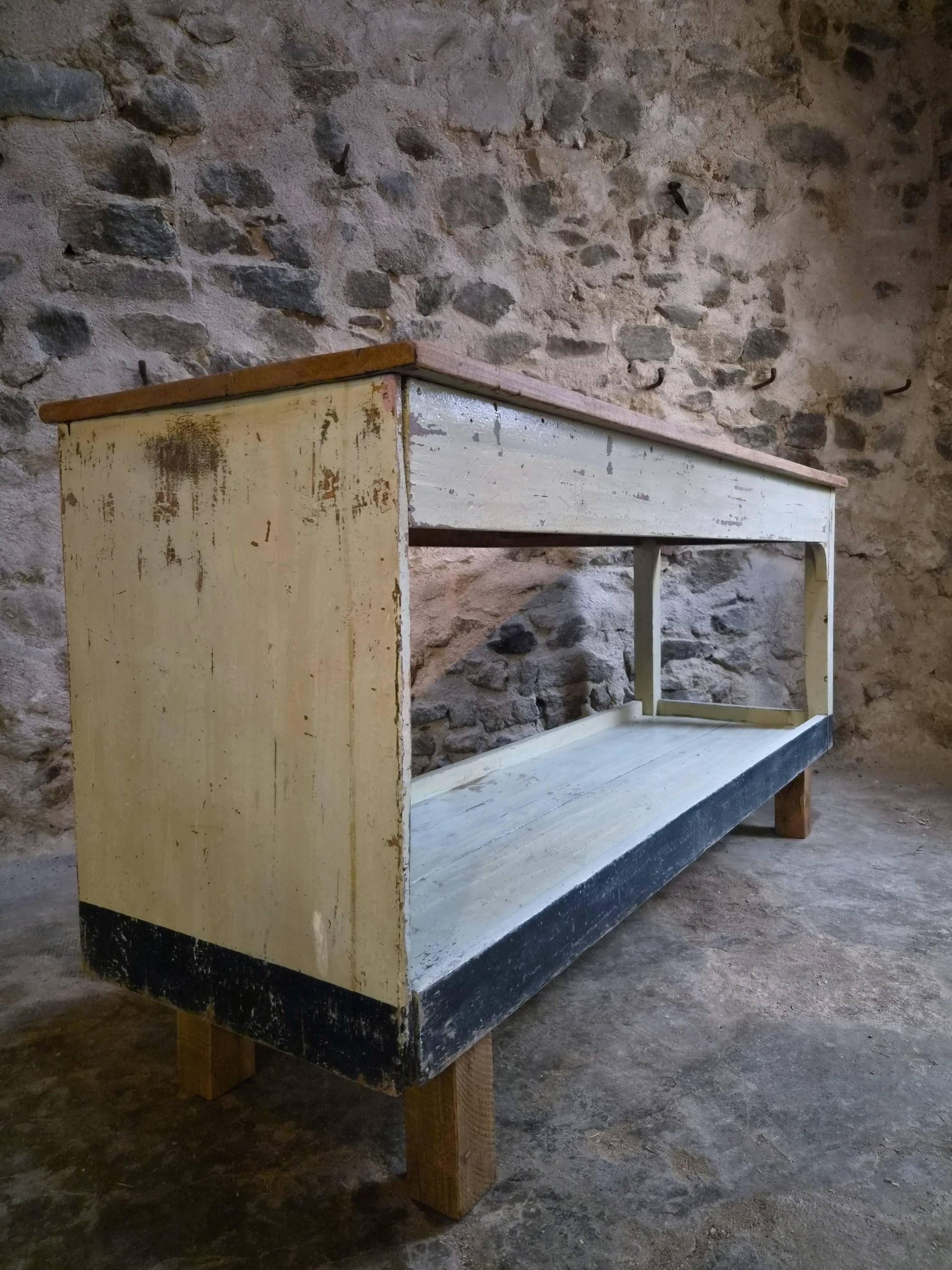 Table de drapier vintage / Îlot de cuisine – Années 1930