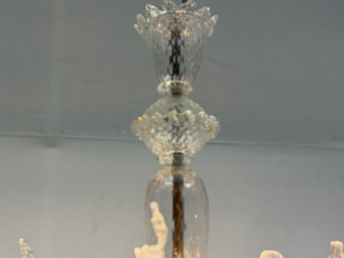 Venetian lustre in colourless Murano glass, circa 1950.