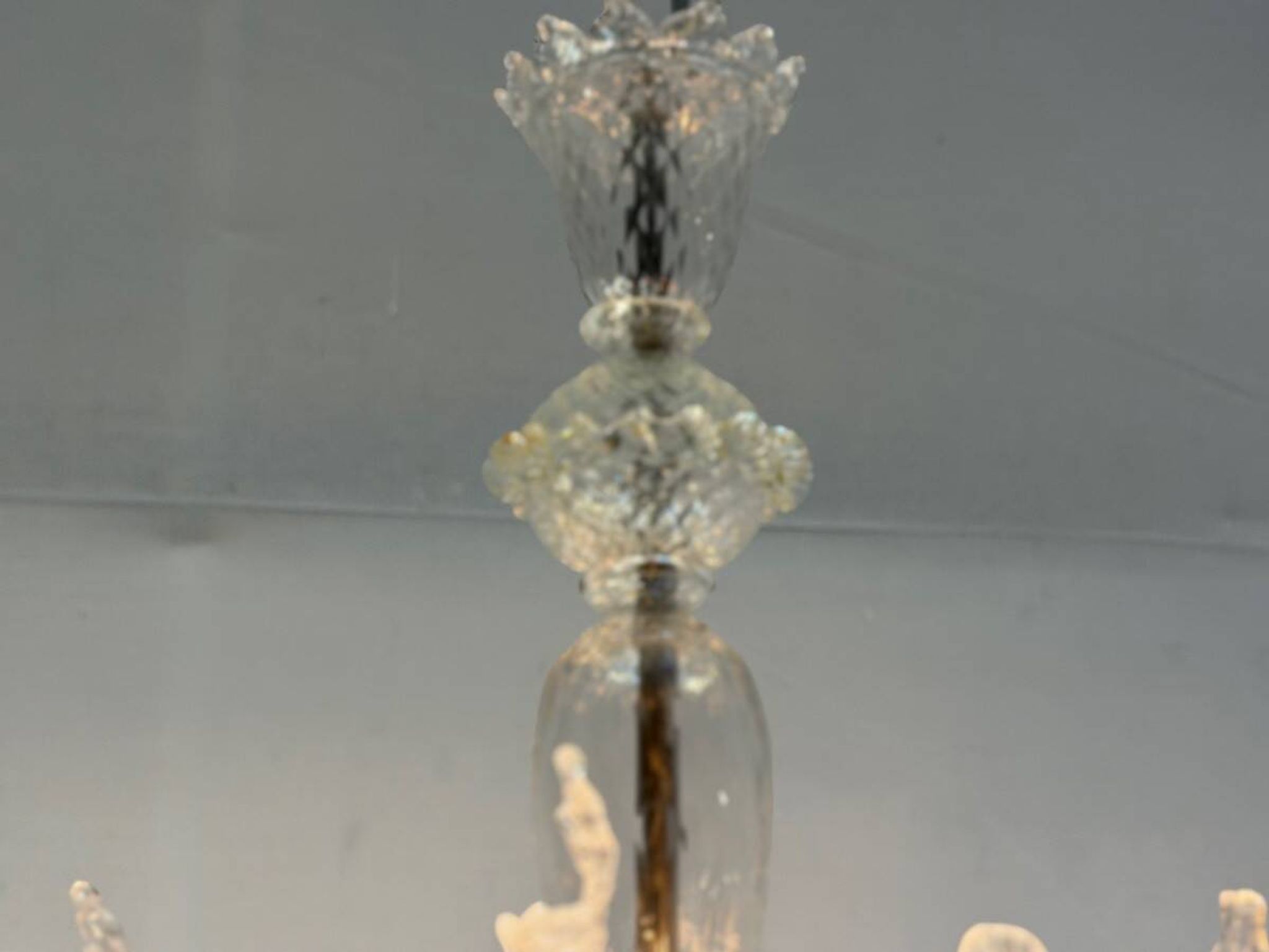 Venetian lustre in colourless Murano glass, circa 1950.