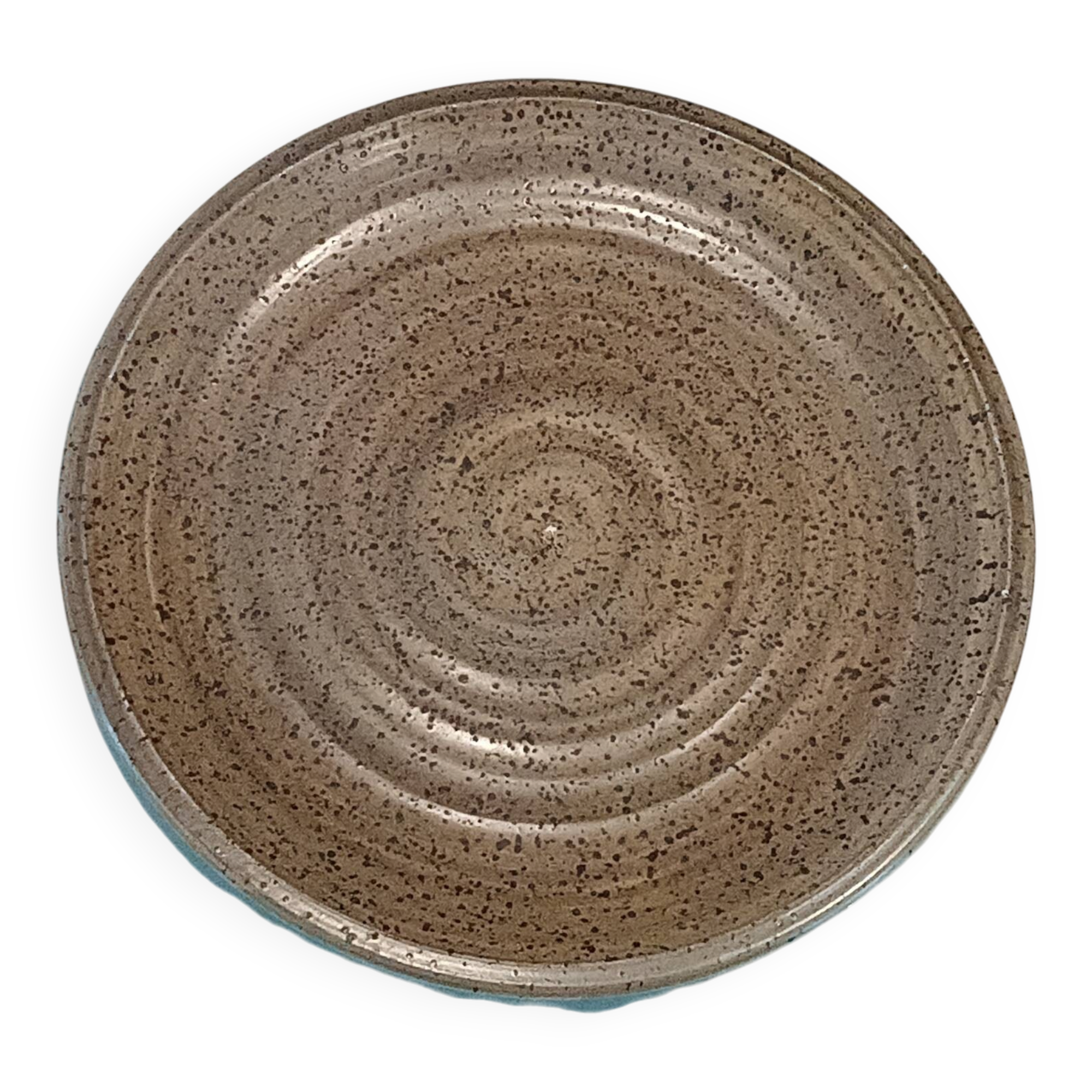 Grand plat vintage en grès moucheté Salins-les-Bains - années 60-70