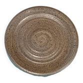 Large vintage speckled stoneware dish from Salins-les-Bains - 1960s-70s
