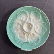 Niderviller sea-green earthenware oyster plates, set of 10 + dish