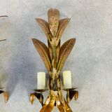 Pair of copper golden leaf sconces