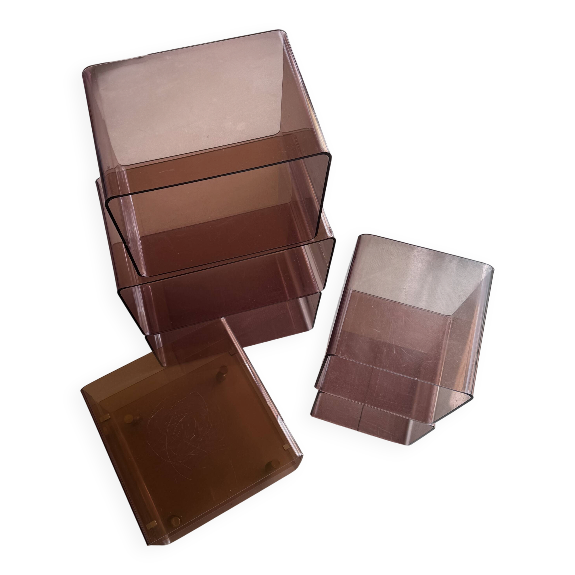 Set of 6 vintage smoked plexiglass modules – 70s/80s – Roche Bobois style