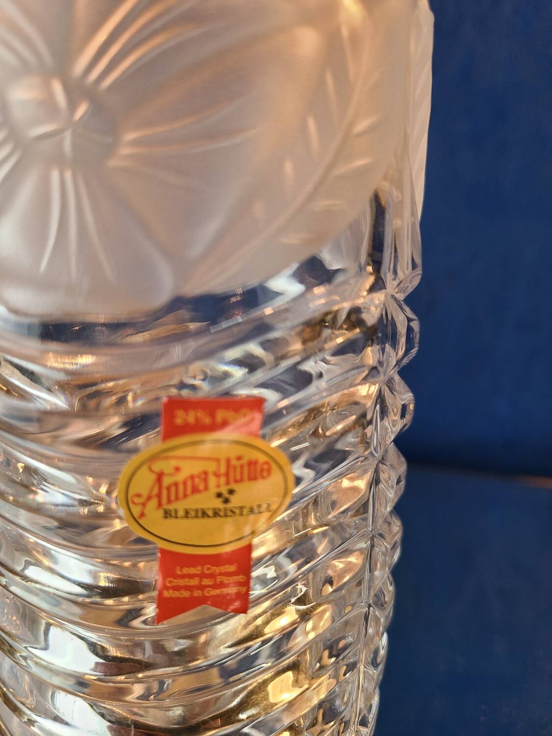 Antique crystal vase, floral pattern