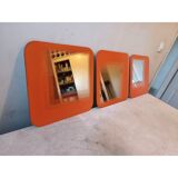 3 vintage orange glass mirrors