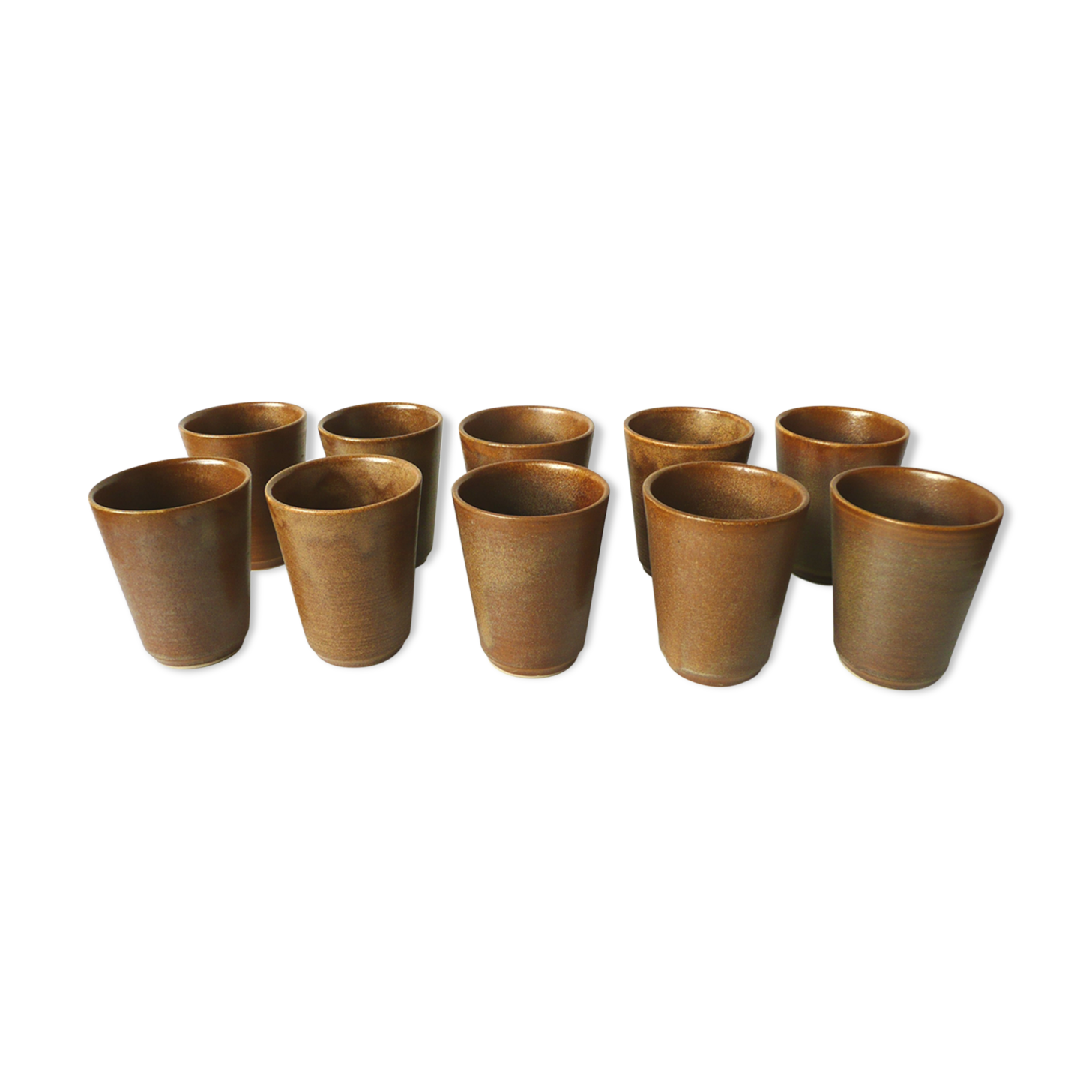Set de 10 verres gobelet en grès vintage Digoin