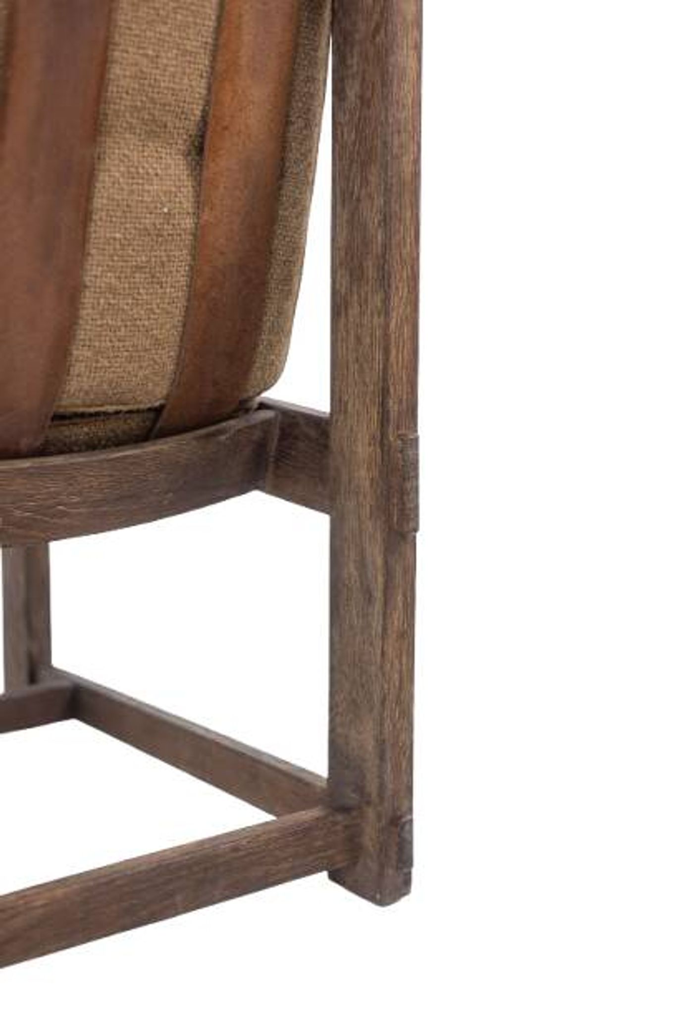 Pair of oak armchairs, upholstered in leather. Work from the 1960s.