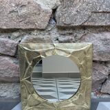 Hammered golden brass square mirror 27x27cm