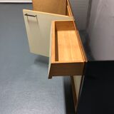 Sideboard in wood and black laque, circa 1960s