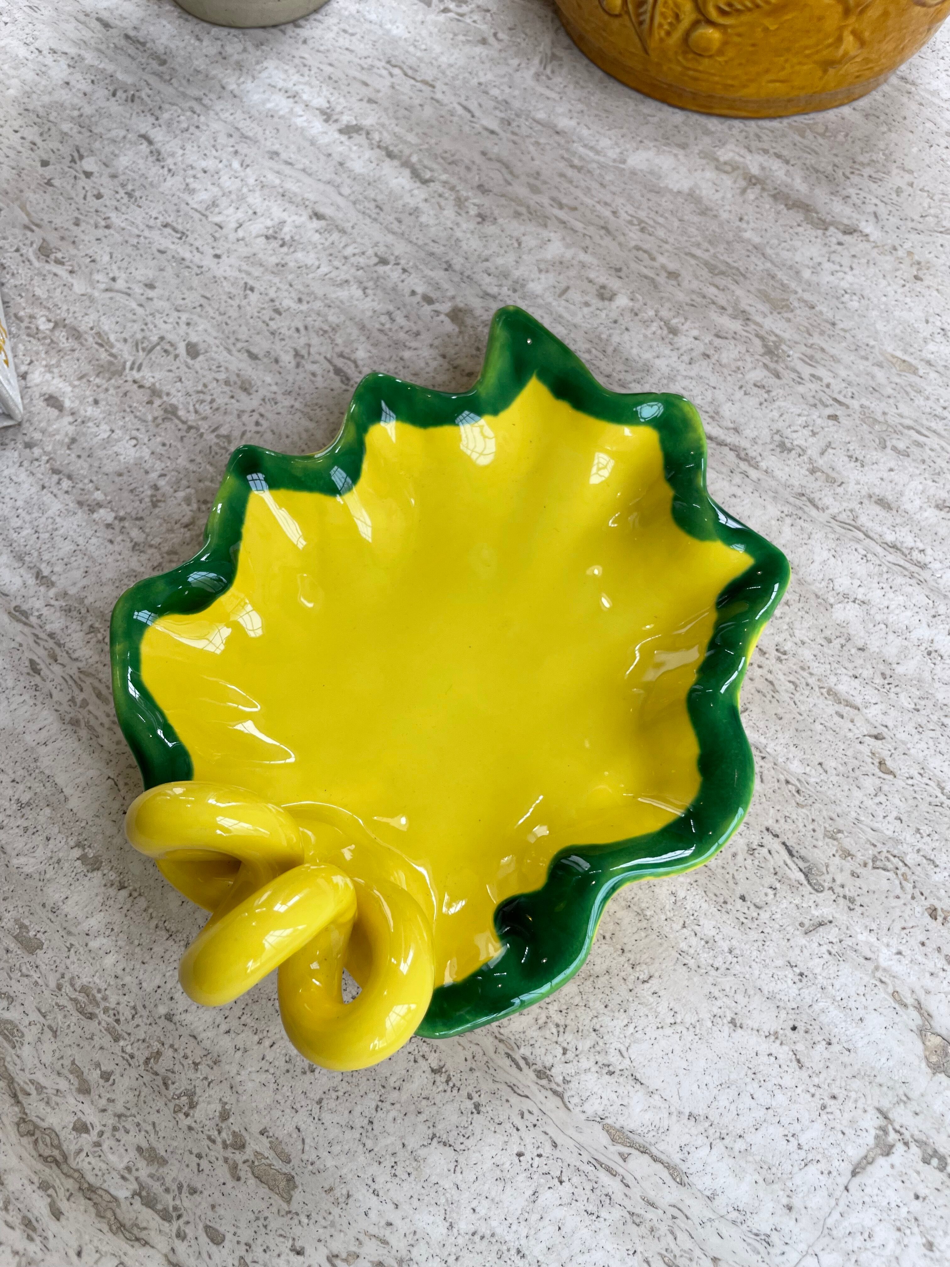 Ceramic yellow vallauris dish