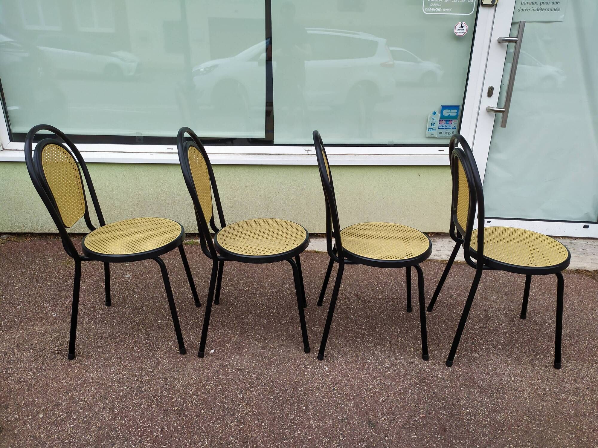 Lot of 4 black bistro chairs