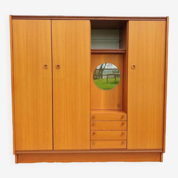 Scandinavian dressing cabinet with round mirror