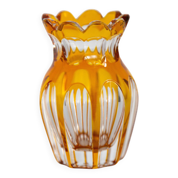 Vase vintage en cristal jaune, Europe, années 1960