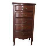 Petit semainier  - petite commode - 5 tiroirs - style louis xv - coloris merisier