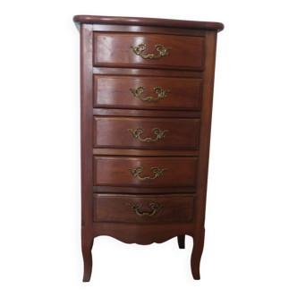 Small weekly organizer - small chest of drawers - 5 drawers - Louis XV style - cherry color