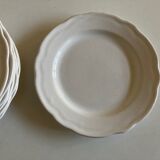 Set of 7 Mougins plates in white enamelled clay with gadroons